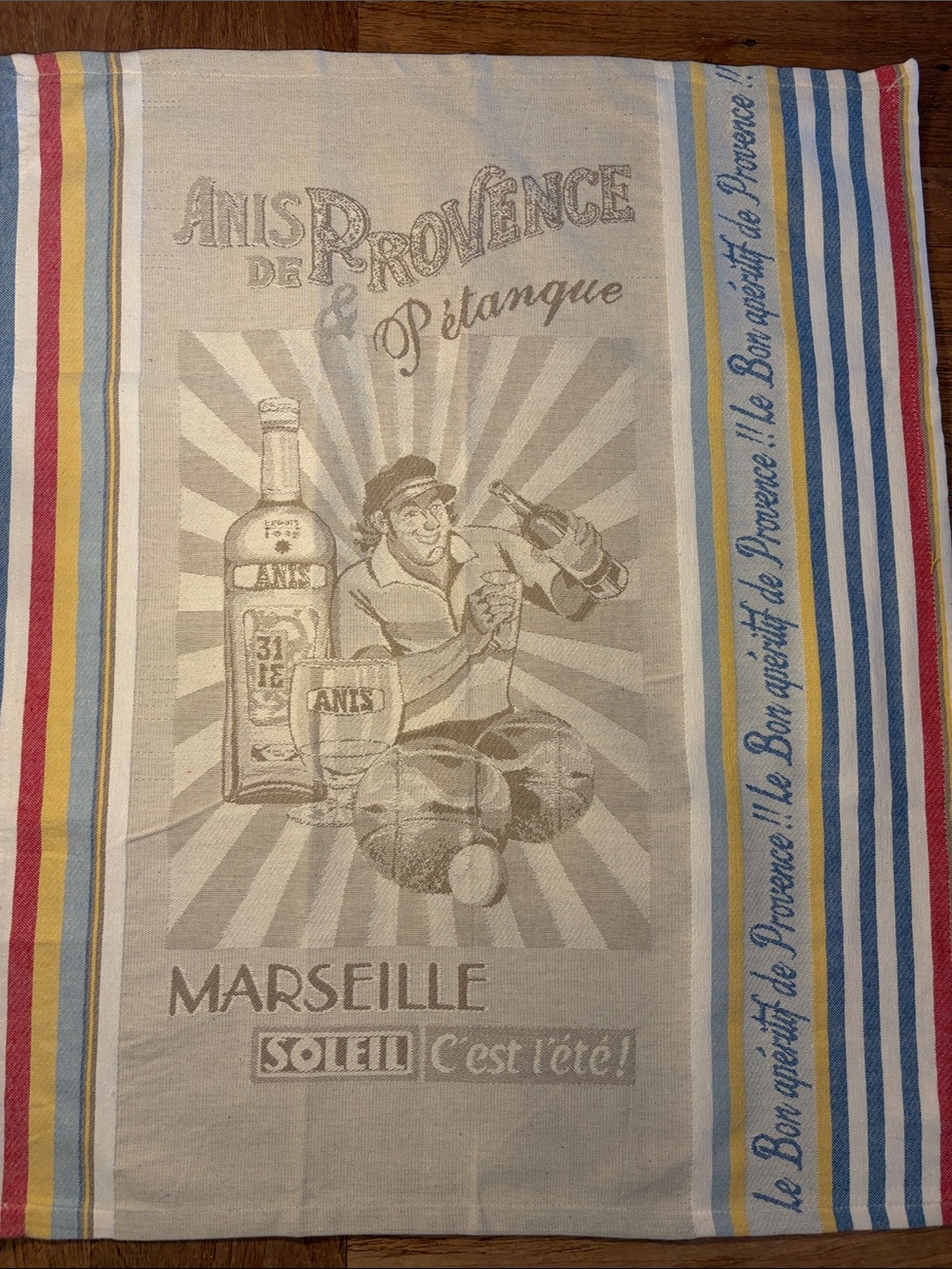 Marseille Soleil Cotton Kitchen Towel in Multicolor Stripes